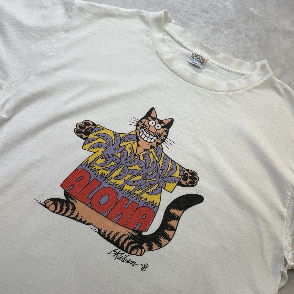 Vintage Crazy Shirts Hawaii B Kliban Aloha Dance Cat Kitten Shirt Size Large 80s